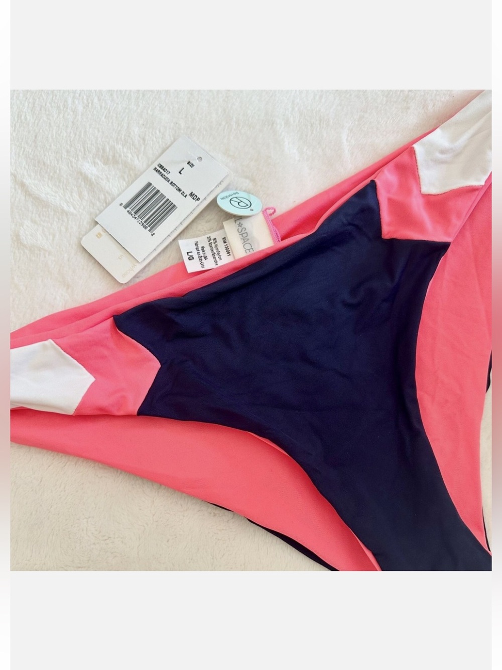 NWT l*space Colorblock Bikini Bottom in Navy, Pink & White